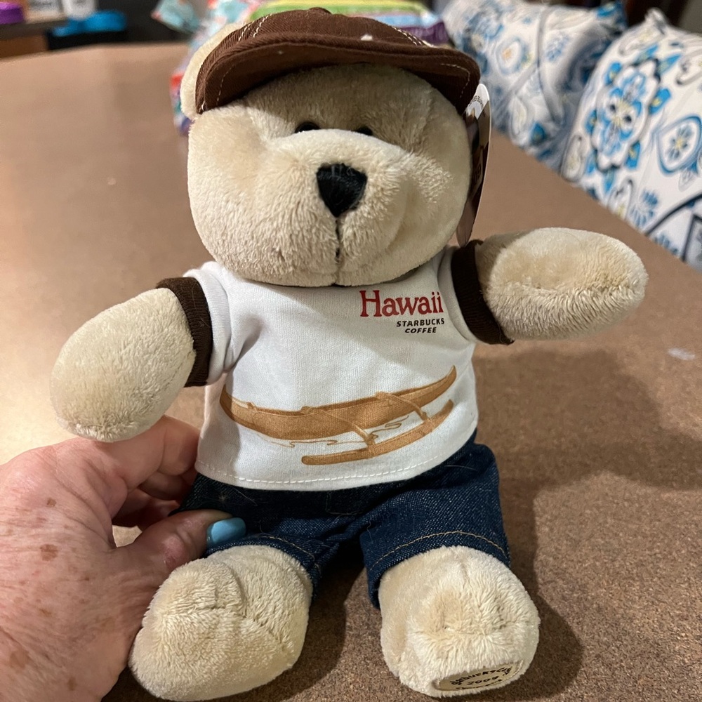 *Rare* Starbucks collection. Hawaii Bear in White and Blue Outfit